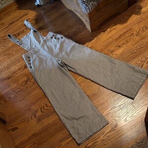 Cider Black and White Striped Women's Overalls
